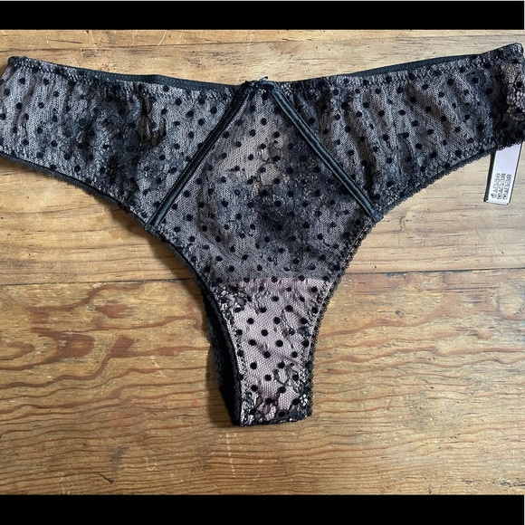 Victoria’s Secret Flocked Dot Mesh Thong - Picture 2 of 3